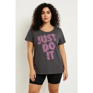 Nike Athletic Cut TShirt Gray Pink Just Do It Graphic Tee Women's Medium